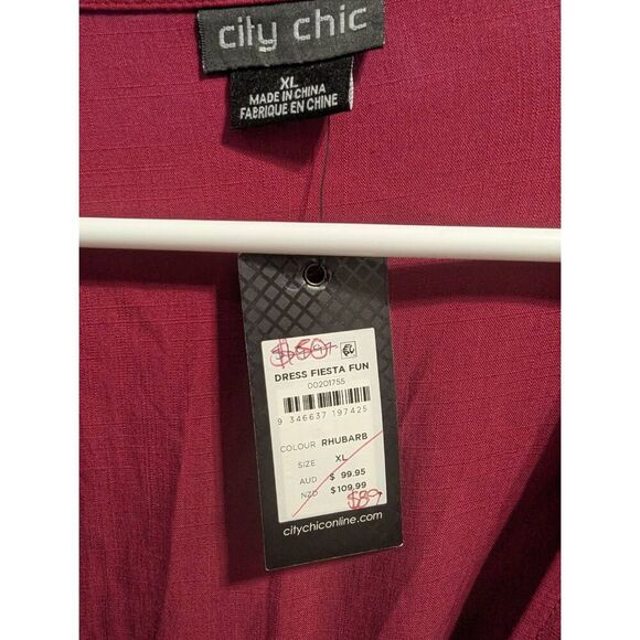 SzāXL (22/3XL) City Chic Dress Fiesta Fun in Rhubarb - BNWT! - Picture 4 of 10